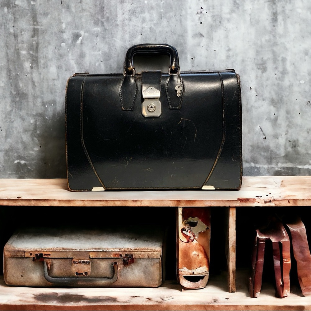 Vintage 50’s / 60’s McBrine Leather Top Frame Locking Doctor’s Bag Brief Case